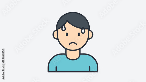 Worried person with sweating expression in flat style