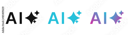 Generative AI logo icon magic sparkle stars symbol , Artificial intelligence sign. Vector ai generated icon blue logo (1)