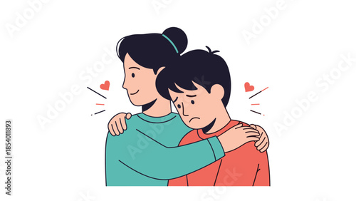 Supportive hug between friends emphasizing empathy and friendship