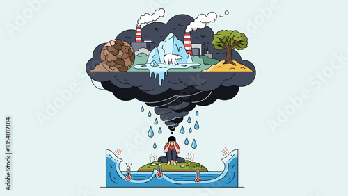 Climate change concept: pollution and global impact on environment and wildlife