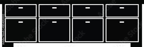 Stylish black cabinet silhouette featuring eight drawers for organized storage solution