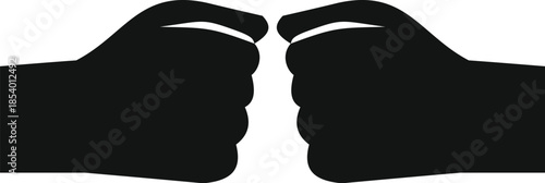 Two hands facing each other forming a fist bump gesture in a black silhouette