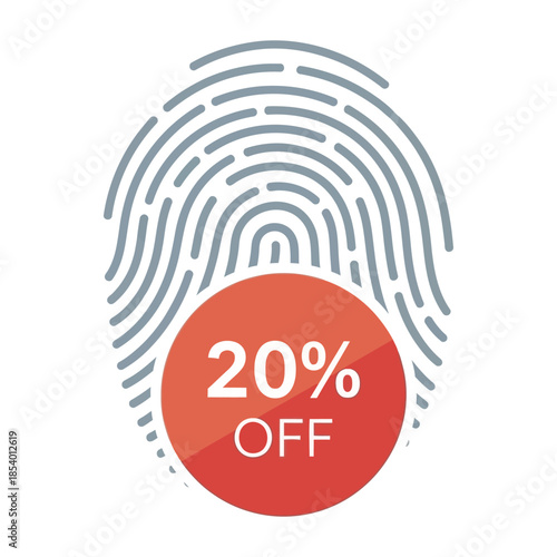 Fingerprint Graphic with Discount Circle and Text