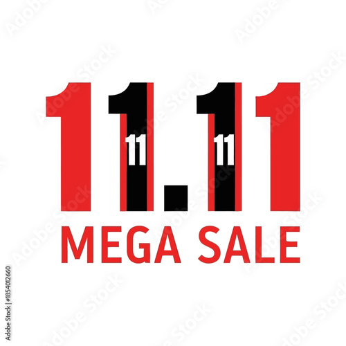 Bold Red and Black Number 11 Graphic with Sale Text