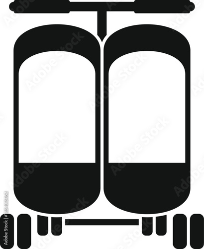 Luggage bags on airport trolley icon concept