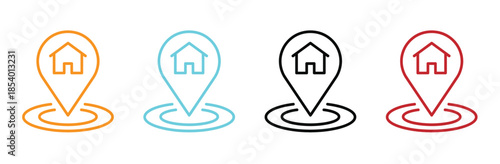 colorful location pin map marker with hospital education car and home icon set.