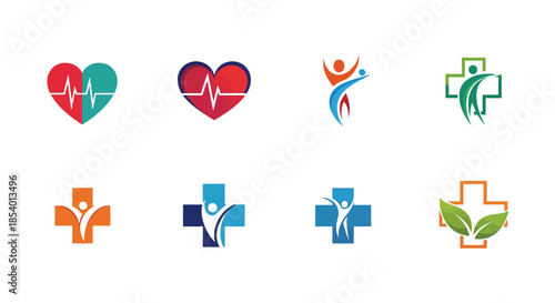 Collection of Medical and Healthcare Icons Representing Health, Life, and Wellness