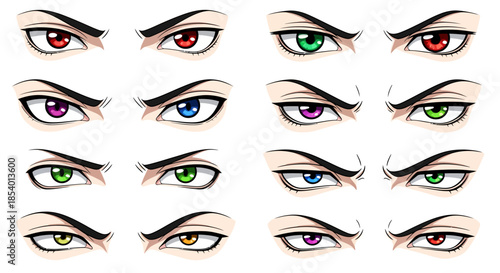 Collection of Various Expressive Animated Eyes with Different Colors and Emotions