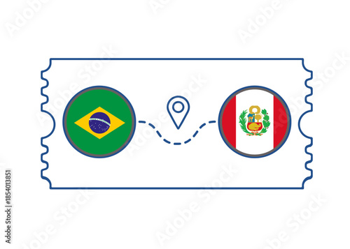 Brazil – Peru International Travel Route vector ticket
Vector ticket route between countries