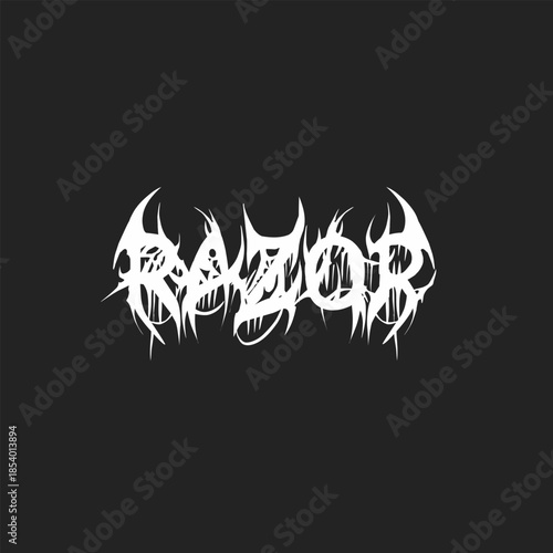 Aggressive RAZOR metal typography logo suitable for underground fashion brands, band merchandise, and dark streetwear apparel.