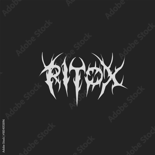 Neo-tribal metal logo suitable for underground fashion brands, band merchandise, and dark streetwear apparel.