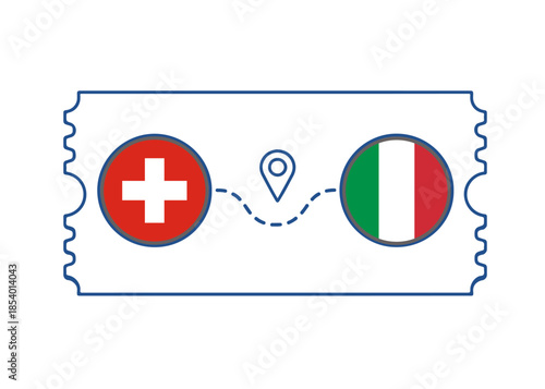 Switzerland – Italy International Travel Route vector ticket
Vector ticket route between countries