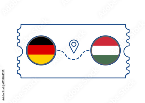 Germany – Hungary International Travel Route vector ticket
Vector ticket route between countries