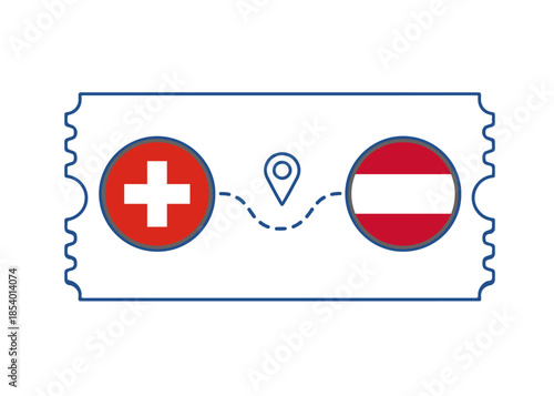 Switzerland – Austria International Travel Route vector ticket
Vector ticket route between countries
