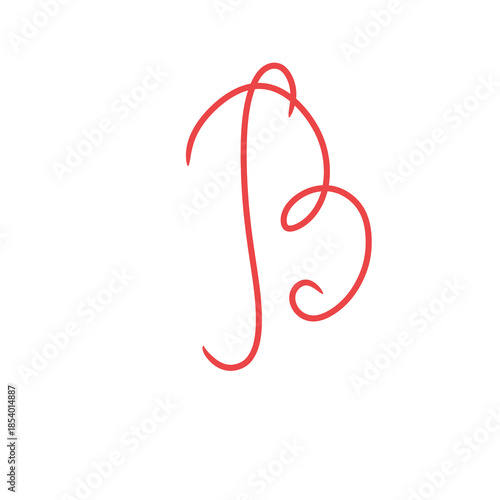 English Capital Letter B line illustration art