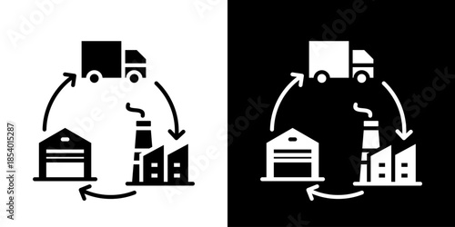Supply Chain Icon Set Vector Collection Isolated In Black And White