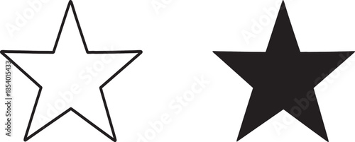 Black and white star shapes isolated on transparent background