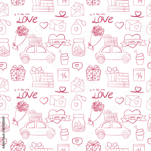 vector seamless pattern with valentine 's day elements