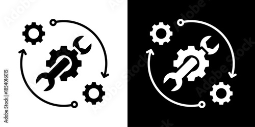 Maintenance Icon Set Vector Collection Isolated In Black And White