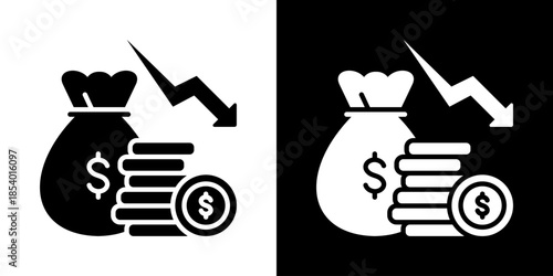 Reduction Icon Set Vector Collection Isolated In Black And White