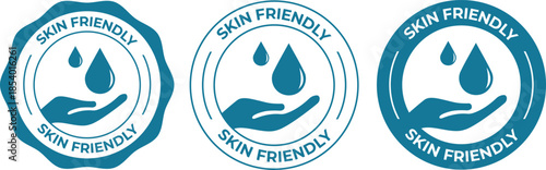 Skin Friendly Dermatology Tested Badge Icons Set with Human Silhouette Vector Design