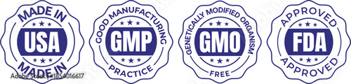Regulatory compliance badges for quality and safety standards