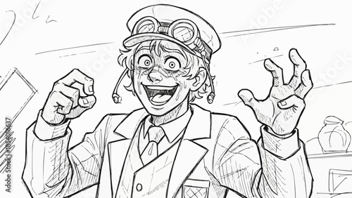 Steampunk Man in Suit and Goggles.