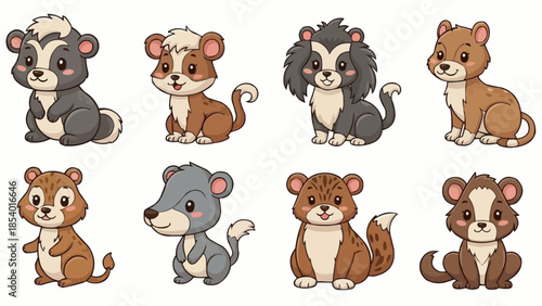 Collection of Cartoon Hamster Animal Characters.