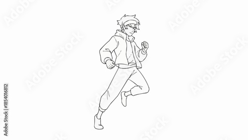 Man Running with Fists Clenched Illustration.