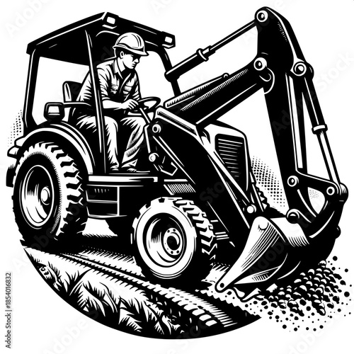 Backhoe Loader Operator Digging