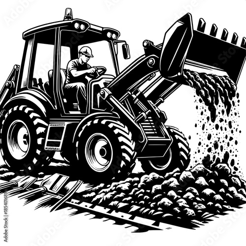 Backhoe Loader Operator Digging