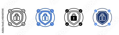 Secure System icon set multiple style collection
