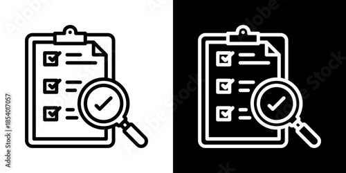 Checking Icon Set Vector Collection Isolated In Black And White