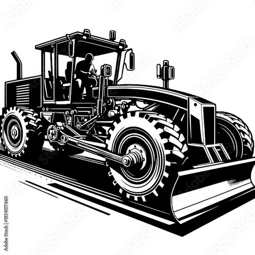 Grader Operator Leveling Road