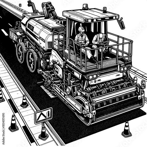 Paver Operator Laying Asphalt