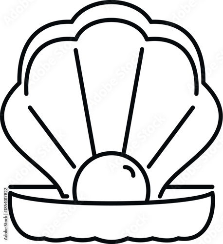 Pearl sitting inside an open seashell icon illustrating a treasure or luxury concept