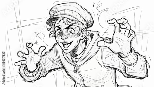 Young Boy with Excited Facial Expression.