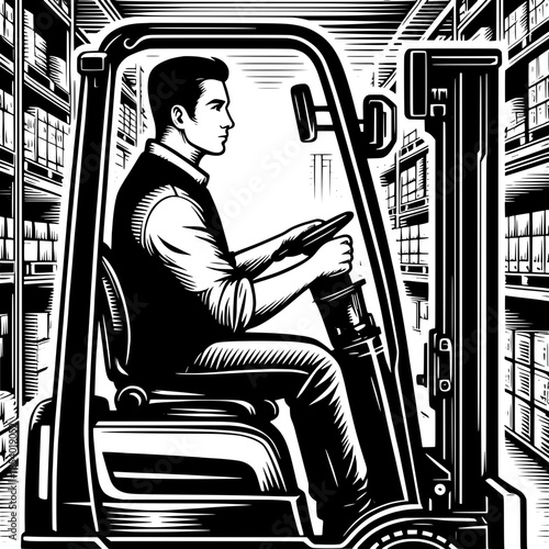 Forklift Operator Stacking Pallets