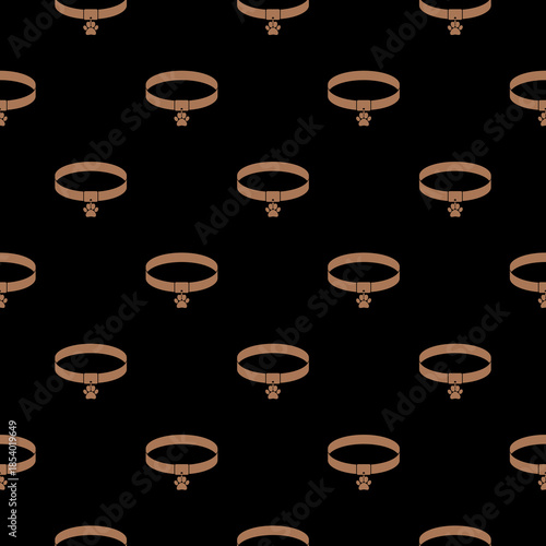 Dog collar seamless pattern isolated on black background