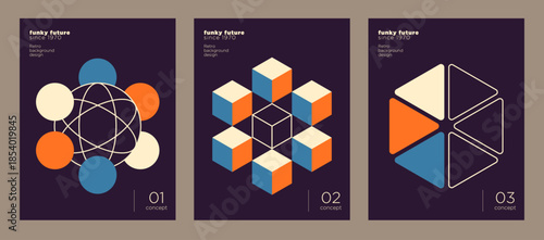 A brochure cover set in a simple geometric style. Vector illustration.