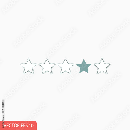 Graphic featuring a rating system, with four outline stars and one filled-in