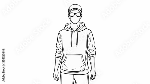Illustration of a man wearing hoodie.