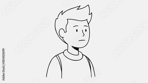 Young Man with Sad Facial Expression.