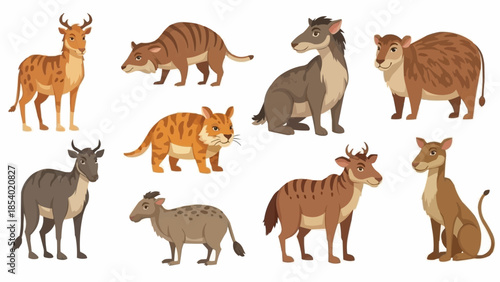 Various Endangered Animals Standing Alone.