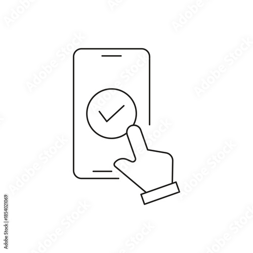 Hand Confirming Success on Mobile Screen