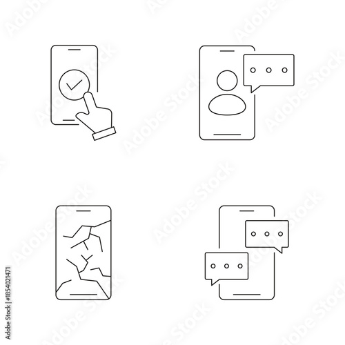 Chat Communication and Damage Icon Set 6