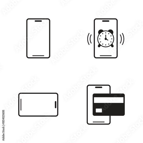 Solid Silhouette Mobile Interface Icon Set 10