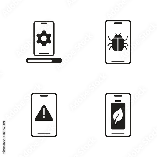 Solid System Update and Alert Icon Set 16