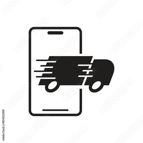 Fast Logistics Truck on Mobile Screen Solid