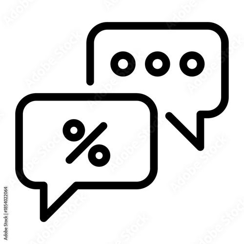 Line style e-commerce icon of discount chat representing customer offers.